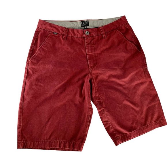 Fox Other - Fox Racing Heritage Forged Flat Front Shorts Khaki Burgundy Mens Size 33